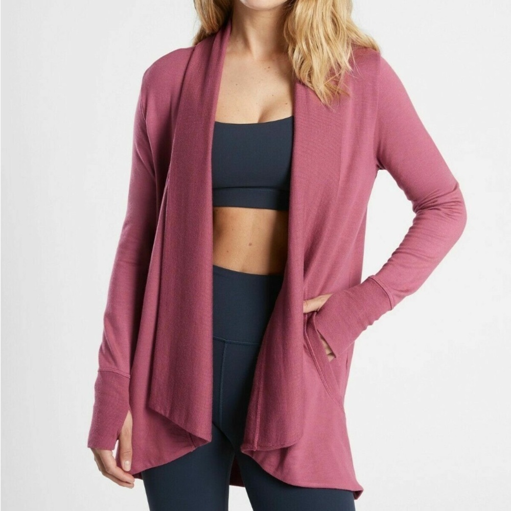 Athleta Pranayama Restore Wrap Cardigan Pink Rose size XS